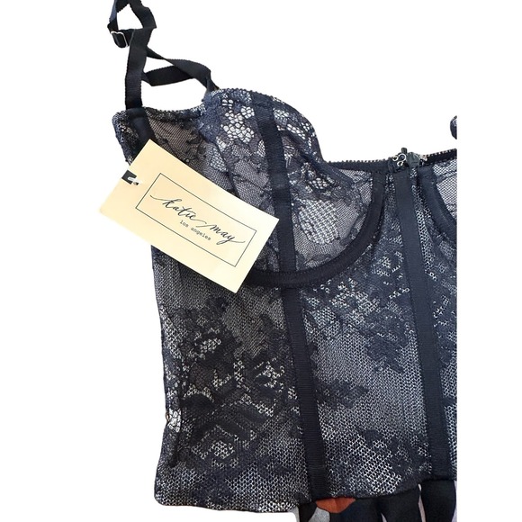 NEW!  KATIE MAY Take A Sip dress in black 70s floral - SMALL - Picture 3 of 4